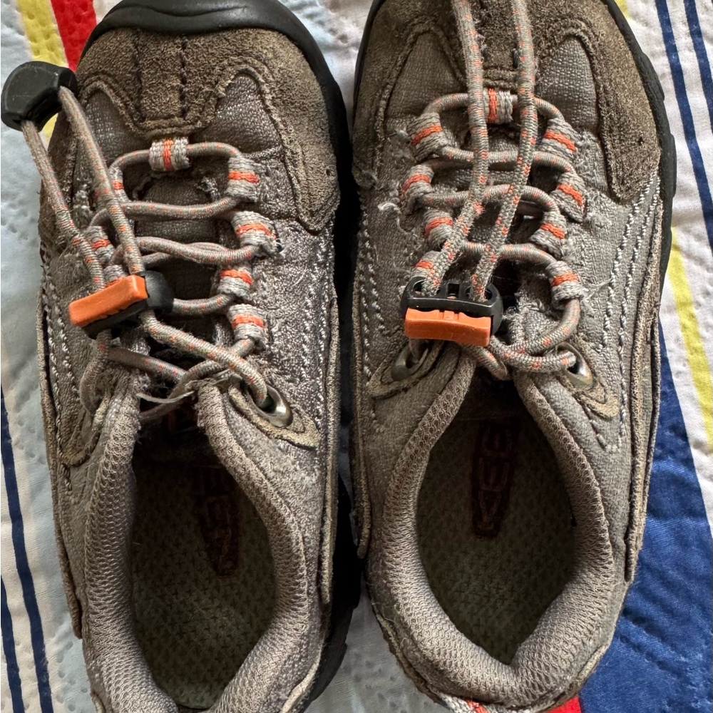 Keen Kids' Charcoal and Tangerine hiking shoes